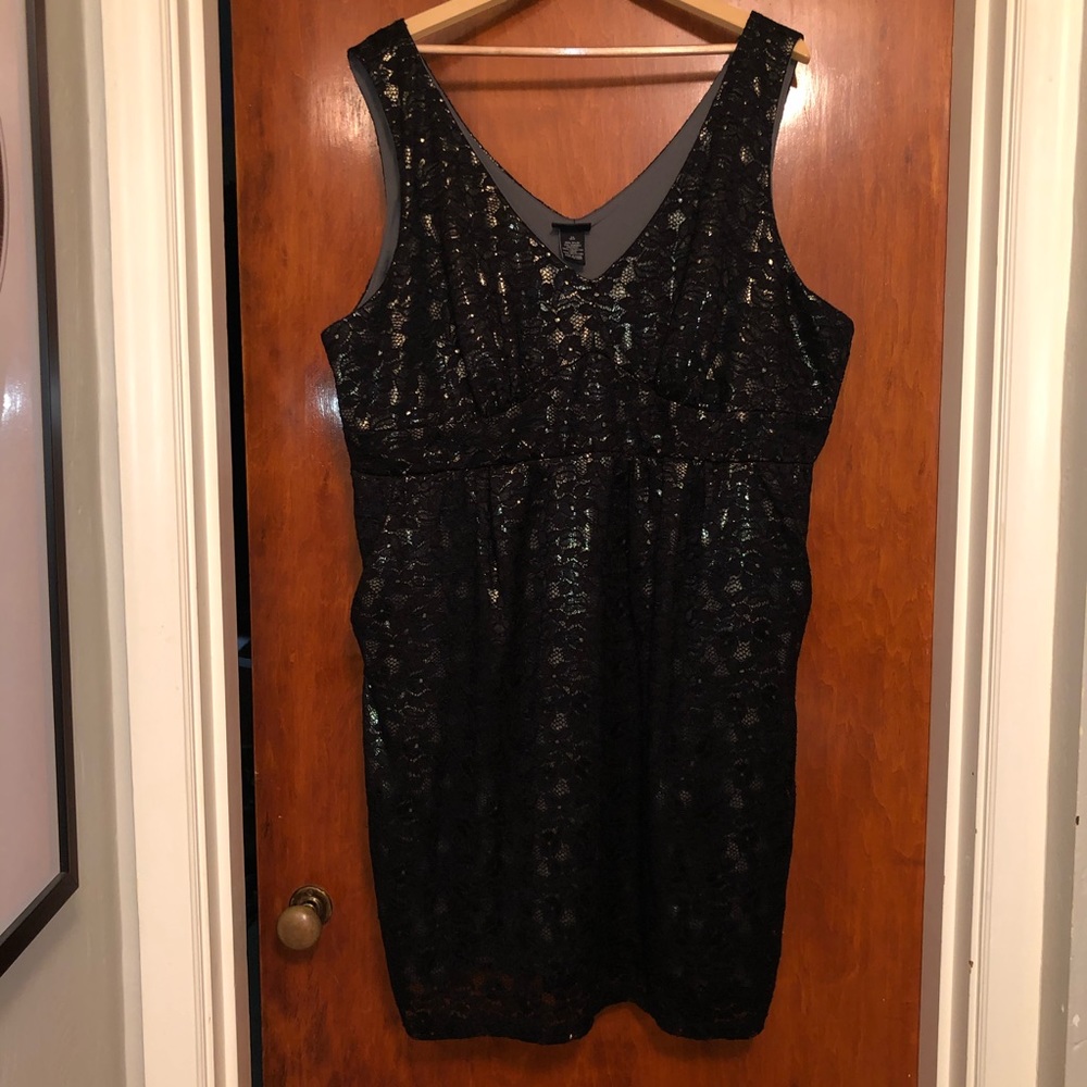 Size 24 black and gold lace overlay dress -Torrid
